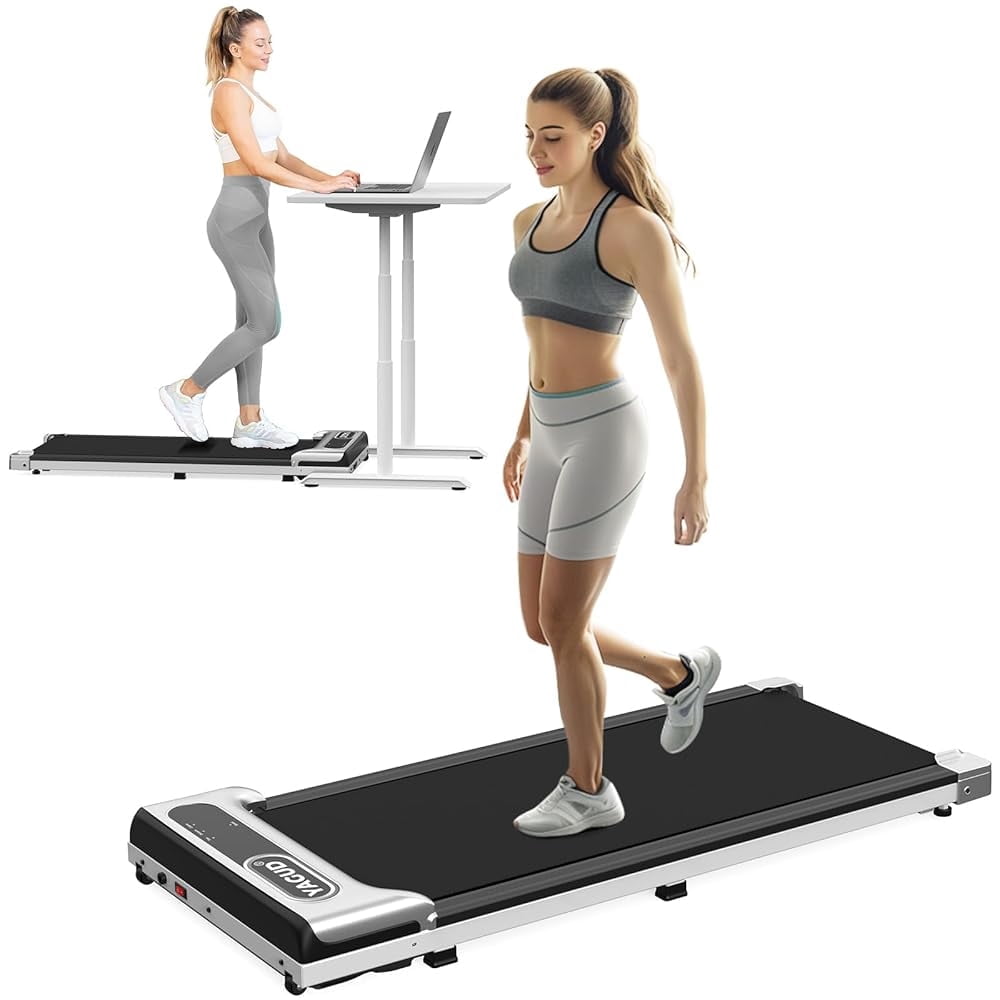 Yagud Walking Pad Under Desk Treadmill, Portable Small Treadmills for Home and Office, 2.5 HP Portable Walking Jogging Running Machine with Remote Control and LED Display, Sliver