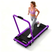 Yagud Walking Pad Treadmill with Handle Bar and Adjustable Incline, 3.8HP Portable Electric Treadmills with Wheels for Home, Home Treadmills with Incline, 0.5-3.8MPH, Purple