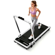 Yagud Walking Pad Treadmill with Handle Bar and Adjustable Incline, 3.8HP Portable Electric Treadmills with Wheels for Home, Home Treadmills with Incline, 0.5-3.8MPH, Silver