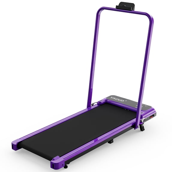 Yagud Walking Pad Treadmill with Handle Bar & 4% Incline, Foldable Portable Treadmill for Running, Small Under Desk Treadmill for Home, Purple