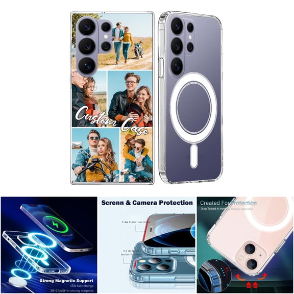 YahCase Galaxy S26 Ultra Personalized Magnetic Case - Clear TPU Shockproof with MagSafe Compatibility