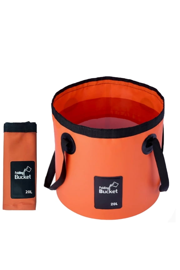 Yahak 5 Gallon Collapsible Bucket, Portable Folding Water Container for Camping, Hiking, Fishing - 20L Heavy Duty Tarpaulin, Leakproof Outdoor Travel Bucket for RV, Gardening, Beach Essentials