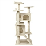 YaheeTech 51.2-in Cat Tree & Condo Scratching Post Tower, Beige