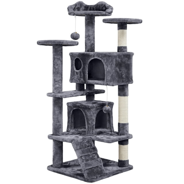 YaheeTech 51-in Cat Tree & Condo Scratching Post Tower, Gray