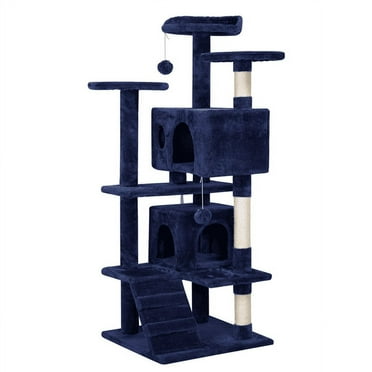 YaheeTech 51-in Cat Tree & Condo Scratching Post Tower, Navy Blue
