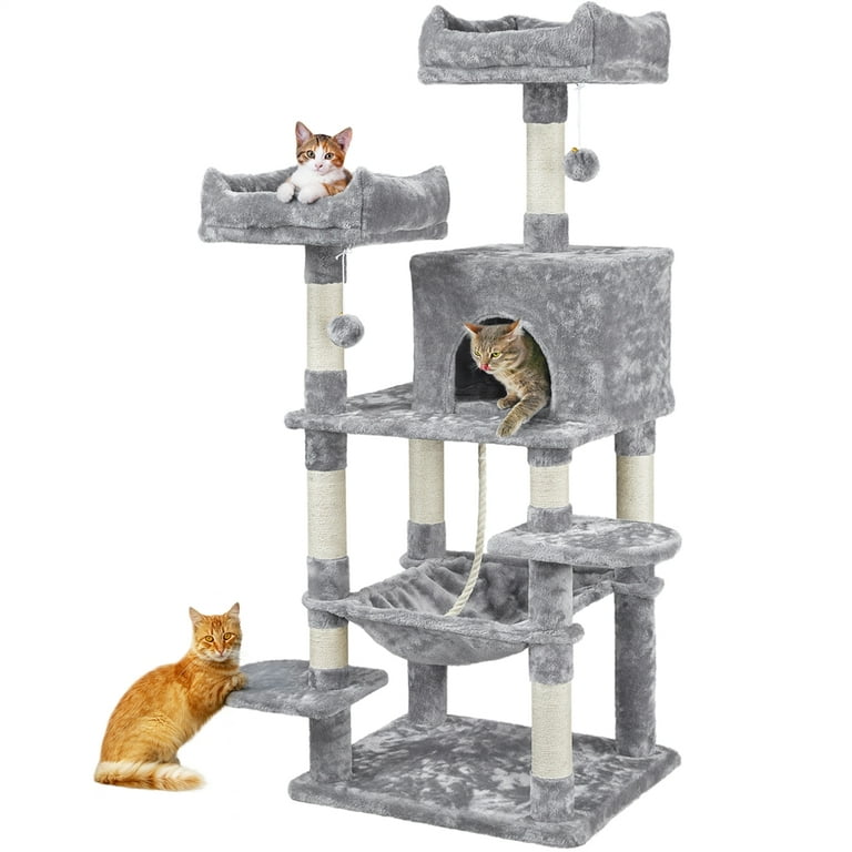 YaheeTech 58 in Cat Tree Condo Scratching Post Tower Gray