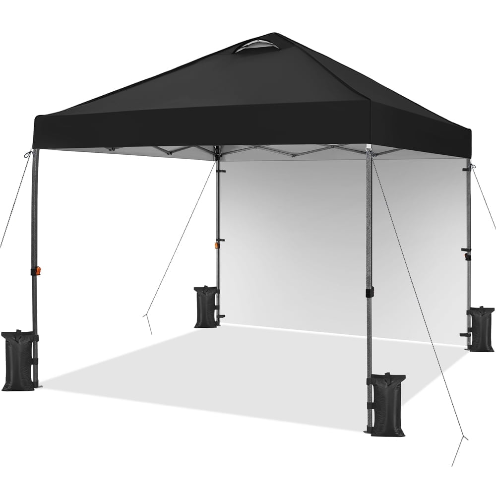 10x10 Black Adjustable Height Pop-Up Canopy Tent with Sidewall