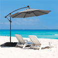 thumbnail image 1 of Yaheetech 10 Ft Patio Offset Umbrella with 32 LED Lights and Crank & Cross Base, Gray, 1 of 8