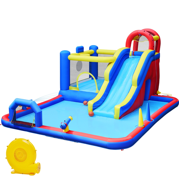 Yaheetech 10-In-1 Inflatable Water Slide with Storage Bag, Blue