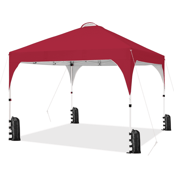 Yaheetech 10x10 FT Pop Up Canopy Tent with Roller Bag, Red