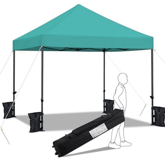 Yaheetech 10x10 Ft Instant Commercial Canopy Tent with Roller Bag and Sandbags, Turquoise