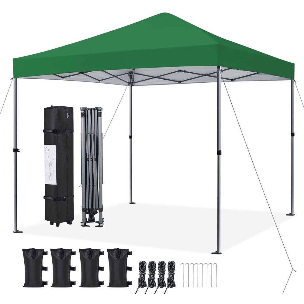 10x10ft Dark Green Adjustable Height Pop-Up Canopy Tent