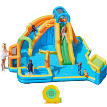 Yaheetech 11-in-1 Double Lane Inflatable Water Slide with Storage Bag, Blue
