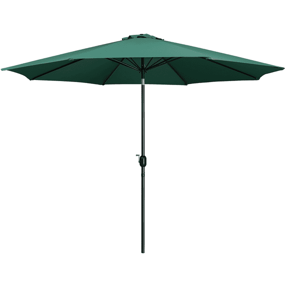 Yaheetech 11FT Patio Umbrella with 8 Ribs and Push Button Tilt and Crank, Dark Green