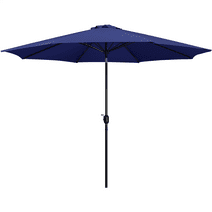 Yaheetech 11FT Patio Umbrella with 8 Ribs and Push Button Tilt and Crank, Navy Blue