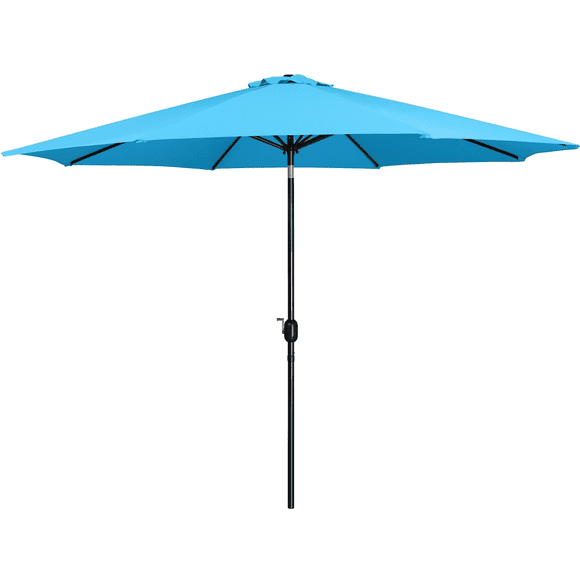 Yaheetech 11FT Patio Umbrella with 8 Ribs and Push Button Tilt and Crank, Sky Blue