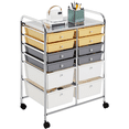 thumbnail image 1 of Yaheetech 12 Drawer Rolling Mobile Storage Cart,Yellow/Gray/Beige, 1 of 9