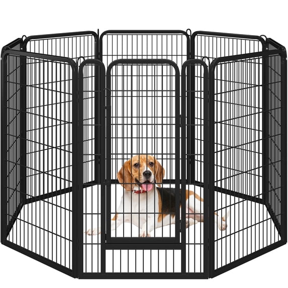 Yaheetech 47" Tall 16-Panel Foldable Metal Dog Playpen with Door, for Indoor Outdoor, Black