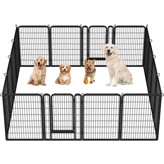 Yaheetech 40" Tall 16-Panel Foldable Metal Dog Playpen with Door, for Outdoor Indoor, Black