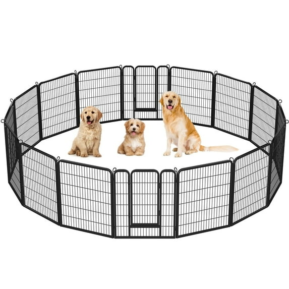 Yaheetech 40"H 16 Panels Dog Playpen Outdoor Indoor, Black