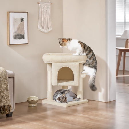 Yaheetech 23.5? H Spacious Cat Tree with Large Top Perch, Condo & Scratching Posts, Beige