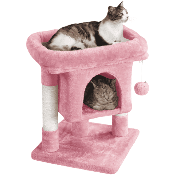 Yaheetech 2-Level Cat Tree Condo with Scratch Posts, Pink