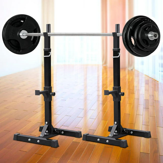 Yaheetech 2 Pieces Adjustable Rack Standard Solid Steel Squat Stands Barbell Free Press Bench