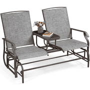 Yaheetech 2-Seater Texteline Glider Bench W/Table for Outdoor, Gray
