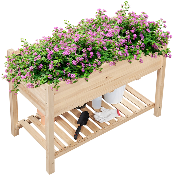 Yaheetech 2 Tiers Raised Garden Bed for Vegetables Flowers Herbs, Wood