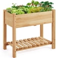 thumbnail image 1 of Yaheetech 2 Tiers Wooden Raised Garden Bed with Legs for Yard, Light Brown, 1 of 7