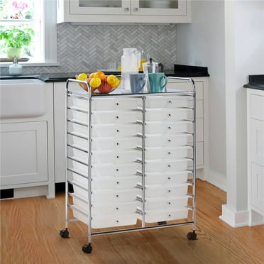 Yaheetech 20 Drawer Rolling Storage Cart Bin Organizer on Wheels, White