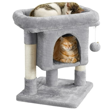 Yaheetech 23.5″ H Spacious Cat Tree with Wide Top Perch for Indoor Cats, Light Gray