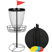 Yaheetech 24-Chain Disc Golf Basket with 3 discs and Carrying Bag, Black