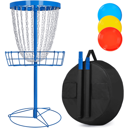 Yaheetech 24-Chain Portable Disc Golf Basket W/ Carrying Bag, Blue
