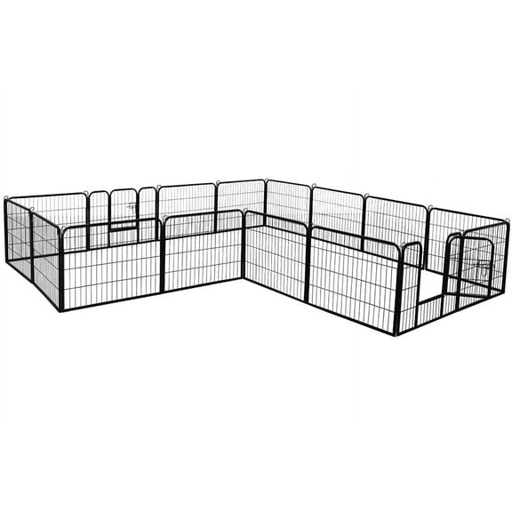 Yaheetech 24"H Metal Dog Playpen, Black, 16 Panels