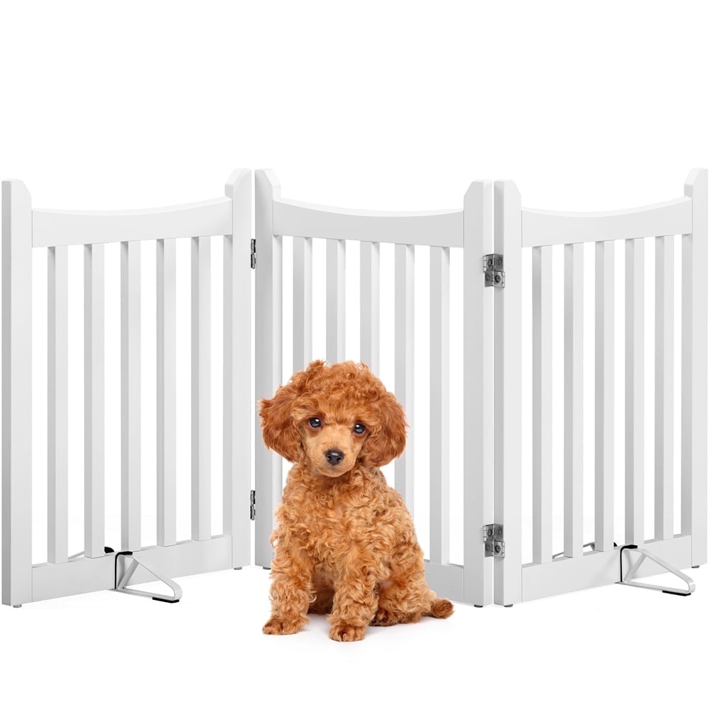 Yaheetech 24" Tall Freestanding Wooden Fence with Door, White