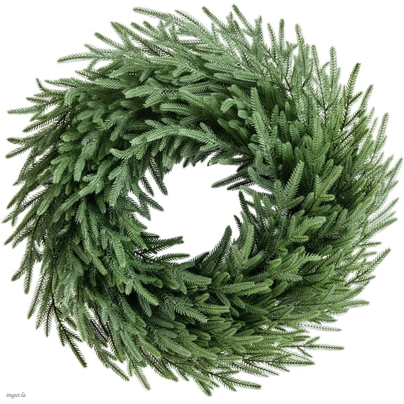 Yaheetech 26-Inch Norfolk Pine Christmas Wreath with Natural Vine Base, 90 Tips, Green