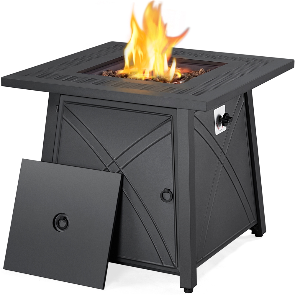 Yaheetech 28'' Propane Gas Fire Pit with Lid and Iron Tabletop, Black - image 1 of 14