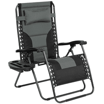 Yaheetech 29in Padded Outdoor Zero Gravity Chair with Pillow, Gray/Black