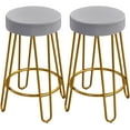 thumbnail image 1 of Yaheetech 2pcs 26.5'' H Upholstered Velvet Counter Stools, Gray, 1 of 9