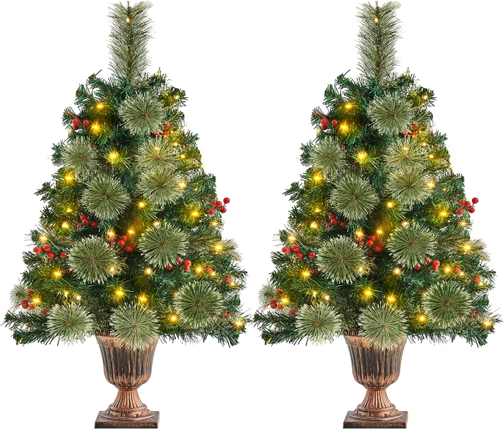 Yaheetech 2pcs 3ft Tabletop Christmas Tree with 50 Warm White LED ...