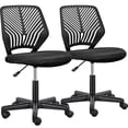 thumbnail image 1 of Yaheetech 2pcs Adjustable Armless Office Chair Mid Back Swivel Chair , Black, 1 of 8