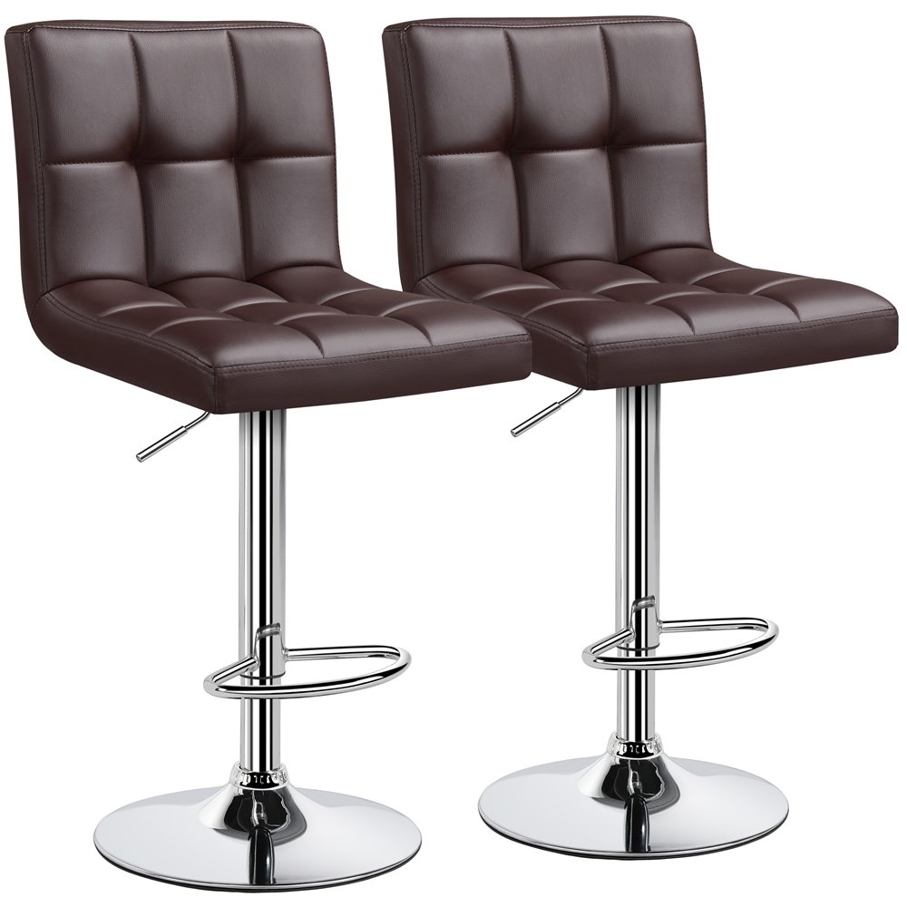 Yaheetech 2pcs Height Adjustable Modern PU Leather Swivel Bar Stool