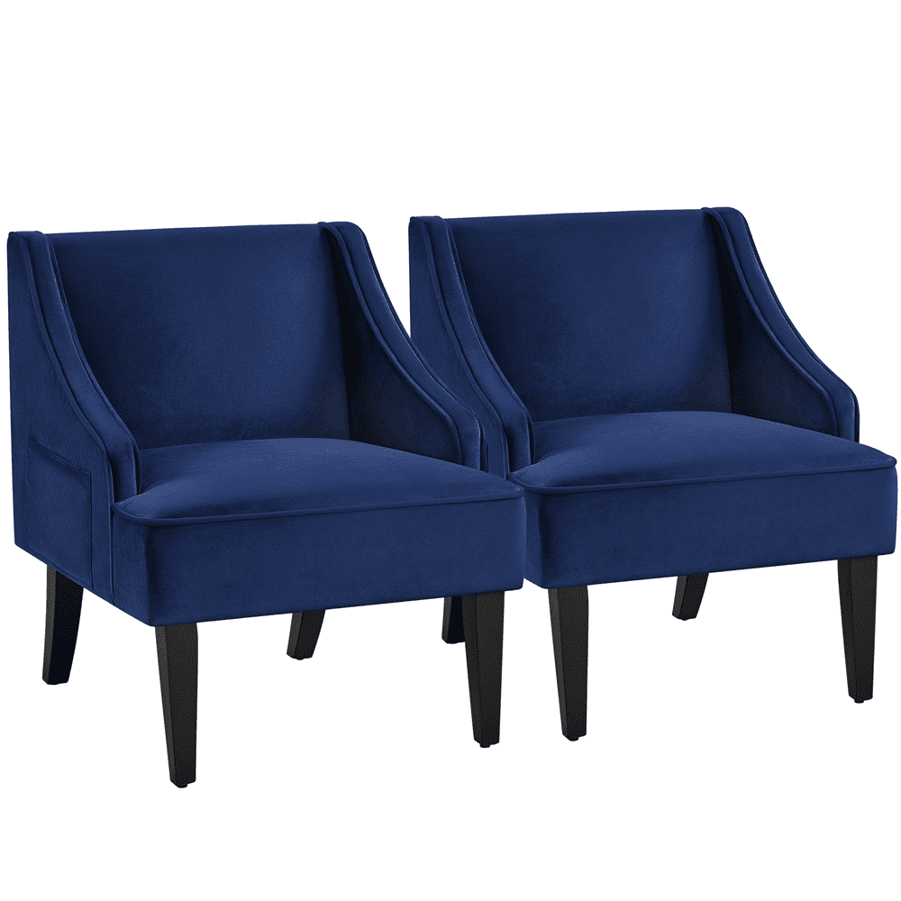 Yaheetech Modern 2pcs Midcentury Velvet Upholstered Accent Chairs
