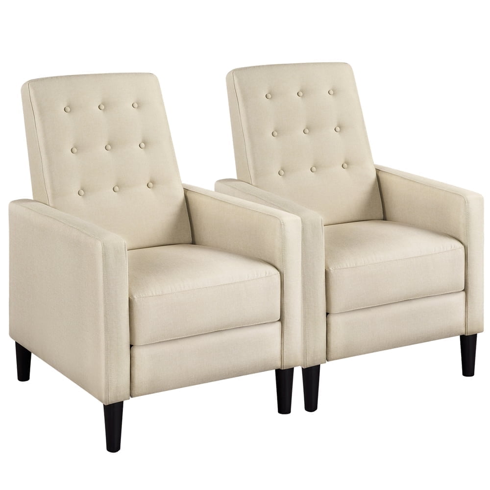 Yaheetech 2pcs Modern Fabric Recliner Chair with Pocket Spring for Home Theater, Beige
