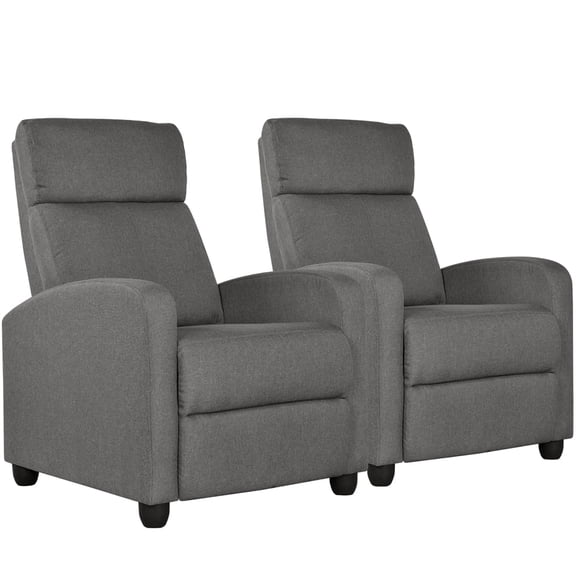 Yaheetech 2pcs Modern Fabric Upholstered Recliner Chair with Pocket Spring for Home,Gray