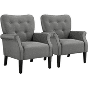 Yaheetech 2pcs Modern Upholstered Accent Chair with Wooden Leg for Living Room, Dark Gray