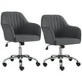 thumbnail image 1 of Yaheetech 2pcs Modern Velvet Height-Adjustable Task Chairs with Armrests, Gray, 1 of 8