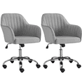 thumbnail image 1 of Yaheetech 2pcs Modern Velvet Height-Adjustable Task Chairs with Armrests, Light Gray, 1 of 8