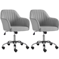 thumbnail image 1 of Yaheetech 2pcs Modern Velvet Height-Adjustable Task Chairs with Armrests, Light Gray, 1 of 8